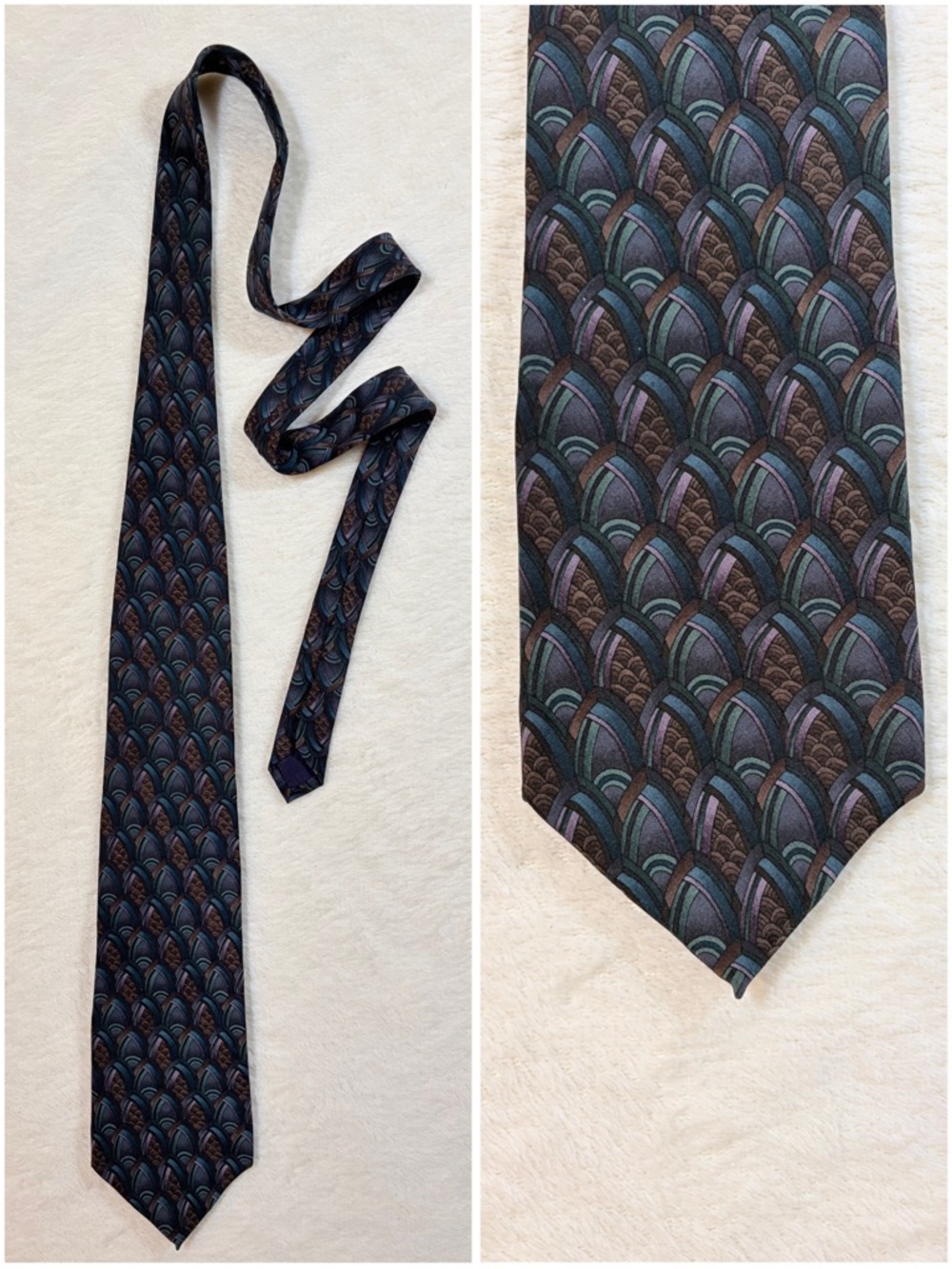 J. Garcia Men's Curves and Lines Geometric Abstract Silk Multicolor Wide Tie